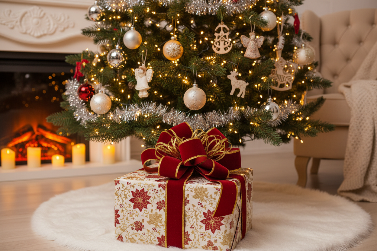 weihnachtsgeschenk unter dem tannenbaum